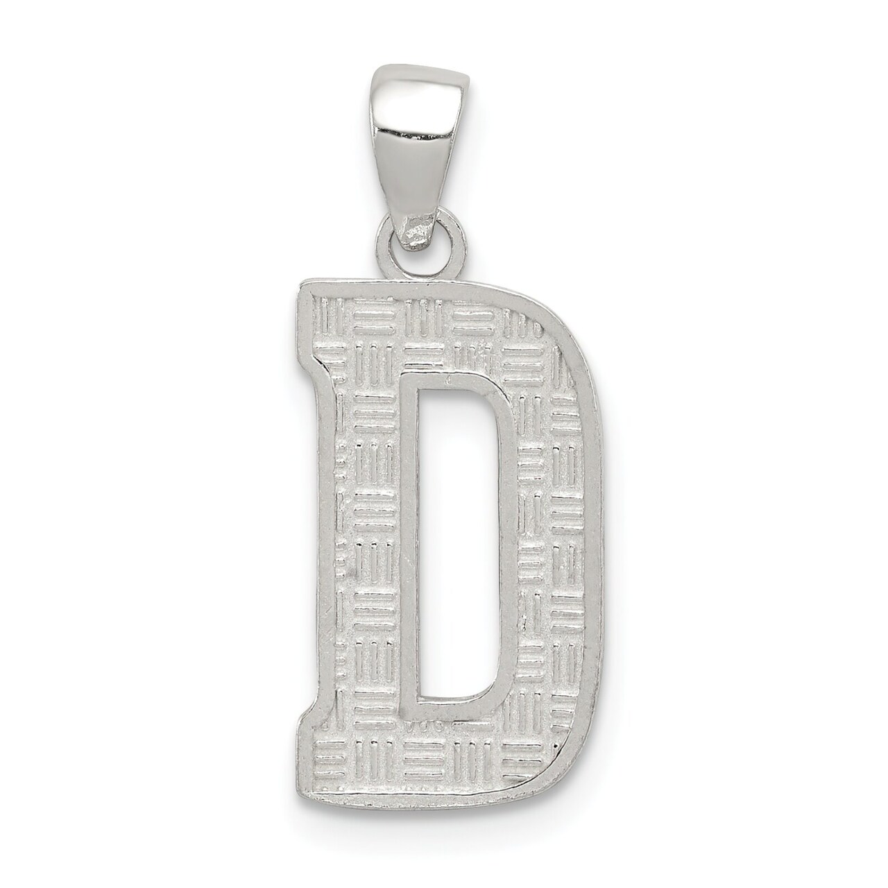 Sterling Silver Initial Letter D Charm Pendant Jewelry 25mm x 9mm